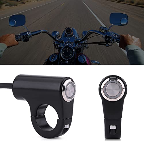 Motorcycle Push Start Button with Horn, Headlight, Brake, Fog Lights - 7/8" (22mm) Automatic Return with Green Light