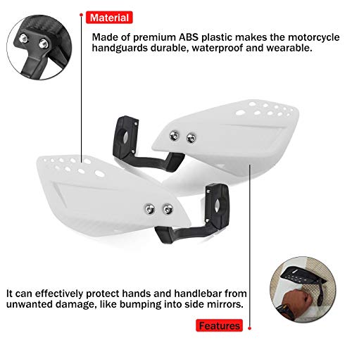 7/8" 22mm Motorcycle Handguards Handlebar Protector Gear for Dirt Bike ATV Yamaha Kawasaki Suzuki Honda(White) - color: White