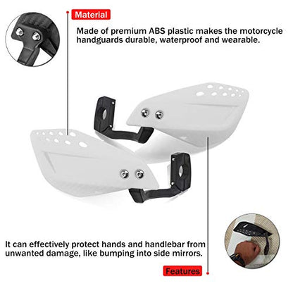 7/8" 22mm Motorcycle Handguards Handlebar Protector Gear for Dirt Bike ATV Yamaha Kawasaki Suzuki Honda(White) - color: White