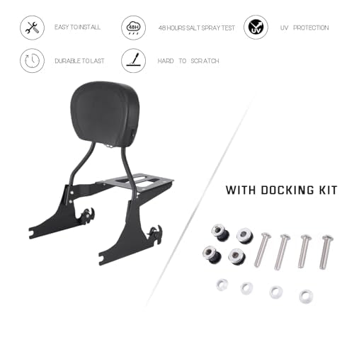 Kinglemc Sissy Bar backrest Luggage Rack for Harley Sportster XL883 XL1200 883 1200 Iron Superlow with Lock with Docking Hardware (Black) - color: Black