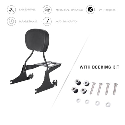 Kinglemc Sissy Bar backrest Luggage Rack for Harley Sportster XL883 XL1200 883 1200 Iron Superlow with Lock with Docking Hardware (Black) - color: Black