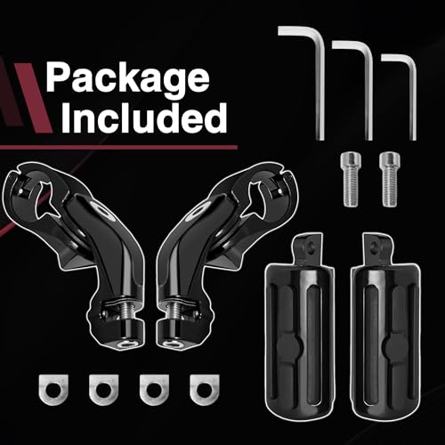 Adjustable Motorcycle Short Armed Highway Pegs Footpegs Foot Rest For 1.25" Engine Guard Crash Bars Compatible with Harley Touring Street Glide Road King Electra Glide Softail Dyna