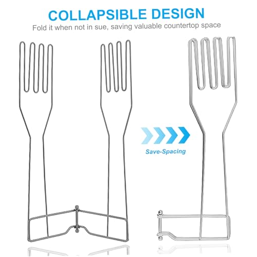 Glove Drying Rack, 14.7 Inch Stainless Steel Vertical Glove Holder, Collapsible & Space-Saving Drain Rack, Kitchen Supplies for Home, Dining Room