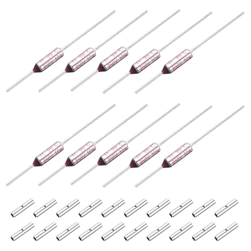 MECCANIXITY 10 Pcs Metal Temperature Thermal Fuse SF99 99C 210.2F 10A 250V Cutoff Thermal Fuse with 20 Pcs BN1.25 Bare Terminal Butt Connector - style: SF99