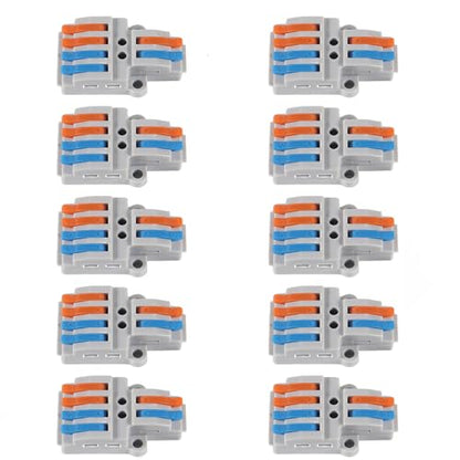DIANN 10pcs Lever Wire Connectors 2 in 4 Out Quick Wiring Cable Connector 28-12 AWG Push-in Conductor Terminal Block - style: 2 in 4 out