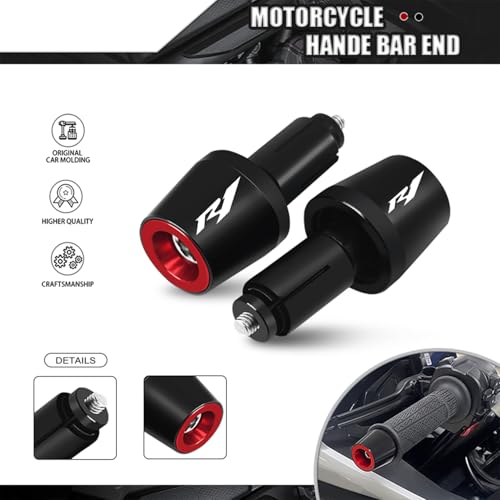 MFGZD R1 Motorcycle Bar End Plugs, CNC Aluminum Alloy Red Handlebar End Plugs Compatible With Yamaha YZF-R1 R1 - size: For R1 Red