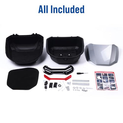 Japard Motorcycle Top Case 42L Daily Rear Tail Box Trunk, Lockable Storage Carrier, Waterproof Universal Mounting for Helmet Luggage (Silver Gray) - color: CLEARANCE! Silver Gray