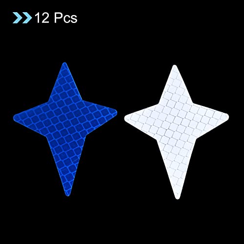 PATIKIL Reflective Stickers, 12 Pack 2.87 x 2.17 Inch Waterproof Adhesive High Visibility Night Caution Warning Safety Tape Reflector for Trucks Trailers Cars, Blue
