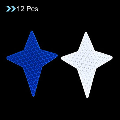 PATIKIL Reflective Stickers, 12 Pack 2.87 x 2.17 Inch Waterproof Adhesive High Visibility Night Caution Warning Safety Tape Reflector for Trucks Trailers Cars, Blue
