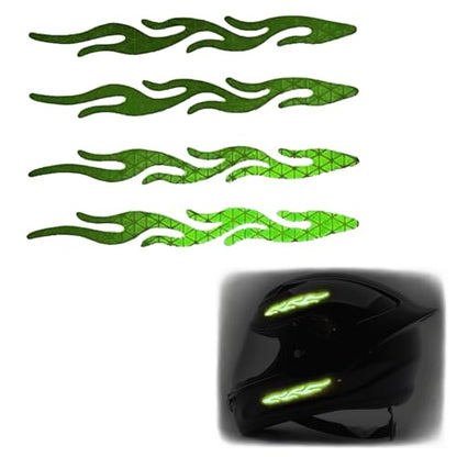 customTAYLOR33 High-Intensity Grade Premium Reflective Tribal Flame Helmet Decals, Motorcycle Safety Sticker Decals (Special Edition Lime Green) - color: Special Edition Lime Green