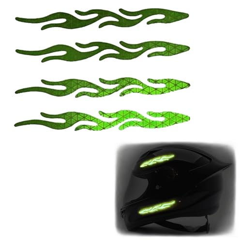 customTAYLOR33 High-Intensity Grade Premium Reflective Tribal Flame Helmet Decals, Motorcycle Safety Sticker Decals (Special Edition Lime Green) - color: Special Edition Lime Green