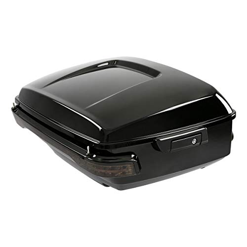 King Trunk W/Black Latches Backrest Chrome Luggage Rack LED Light For Harley Touring 2014-2023 - color: W/ Black Latches Smoke Lens LED Light