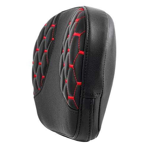 C.C. RIDER Sissy Bar Backrest Pad Fit For Harley Touring Road King Road Glide 1997-2022 CVO Street Glide Ultra Classic - color: Red Stitching, size: Style C