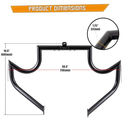 Kinglemc Crash Bar Engine Guard Highway Bar for Harley Davidson Touring Road King Street Glide Electra Glide CVO and Trike Models 97-08 (Mustache Black) - color: Black-C