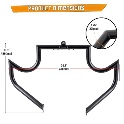 Kinglemc Crash Bar Engine Guard Highway Bar for Harley Davidson Touring Road King Street Glide Electra Glide CVO and Trike Models 97-08 (Mustache Black) - color: Black-C