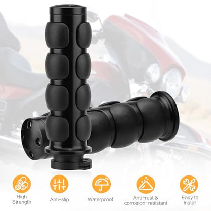 Motorcycle Hand Grips 1 Inch 25MM Handlebar Grip Throttle Non-Slip Universal Compatible with Harley Davidson Dyna Sportster 883 Road King Electra Glide Street Glide - color: Black-C