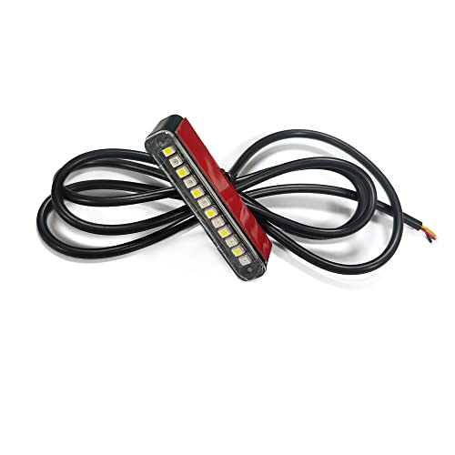 1Pcs 12 LEDs Red White LED License Plate Light,Waterproof LED Brake Light,Motorcycle Signal Light,Backup Light,Tail light for Harley Davidson Kawasaki Suzuki Ducati Polaris Yamaha Bike - size: 12led/Red-white