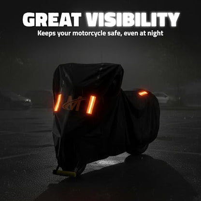 Mockins 91"x49"x39" Large Motorcycle Cover Heavy Duty Dual-Layer Fit | Motorcycle Cover Waterproof Outdoor 250G PVC + Soft HD Cotton For Midsize Cruisers, Sport-Touring & Retro Models Up to 91" - size: Motorcycle - Large - 91"x49"x39"