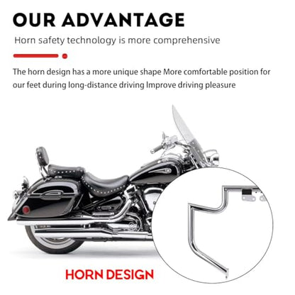 1.5" Fat Crash Bar Engine Guard Highway Freeway Bar for Yamaha XV 1600 XV 1700 XV1600 XV1700 RoadStar Wild Star Midnight Silverado Warrior (Chrome)