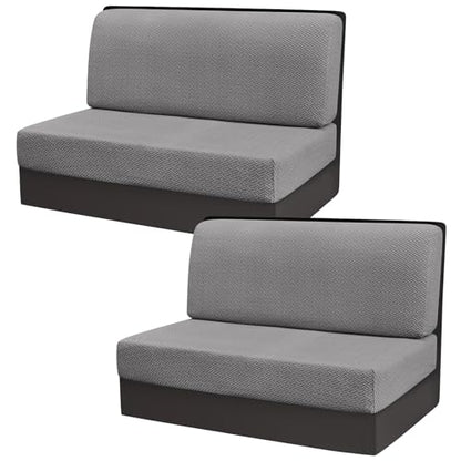Gollense RV Dinette Cushion Covers, Stretch Camper Dinette Cushion Covers, Sectional Replacement RV Seat Covers for Travel Trailer Couch - Includes 2 Backrest Cover & 2 Bench Cover (T-Grey) - color: T-grey