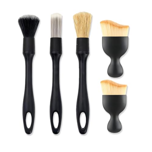 5-Piece Automotive Detailing Brush Set, Soft Bristle Duster Tools for Interior Surfaces, Exterior Trim and Wheel Rims