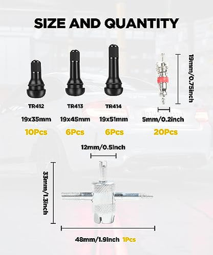 AOCISKA Tire Valve Stem Puller Tools Set,Includes Valve Stem Cores,4 Way Valve Core Remover,Single Head Tire Valve Core Remover,Valve Stem Installer, Tire Repair Schrader Valve Tool