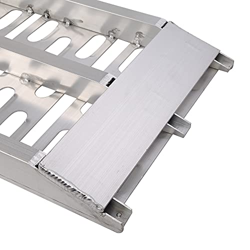 7.5ft Aluminum Folding Loading Ramp,Lightweight Truck Ramps,Heavy Duty Anti-Slip Aluminum Folding Portable Ramp,Vehicle Loading Ramp,with Load Strap,for Motorcycle Cart Lawn Mower Dirt Bike (Silver)