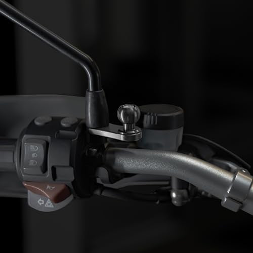 Tackform Black Motorcycle GPS/Tuner Holder - 4-Hole AMPS Pattern | Mirror Mount with Through Hole for M10 or 3/8" Bolt | Aluminum | Compatible with Garmin Zumo, Dynojet Tuner, More | Short Reach