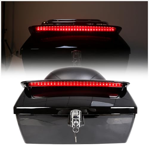 ECOTRIC 50L Universal Motorcycle Trunk W/Taillight & Backrest Luggage Rack Compatible with Harley Honda Yamaha Cruiser Road King Steet Road Glide Fatboy Softail Luggage trunk Tail Box Top Case - color: Black, size: Trunk w/ taillight 50L