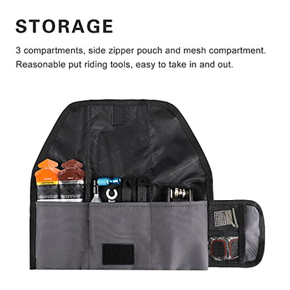 Rhinowalk Bike Saddle Bag Bicycle Under Seat Bag Repair Tools Pouch Frame Bag for Mountain Road Bike Cycling Accessories - color: Grey