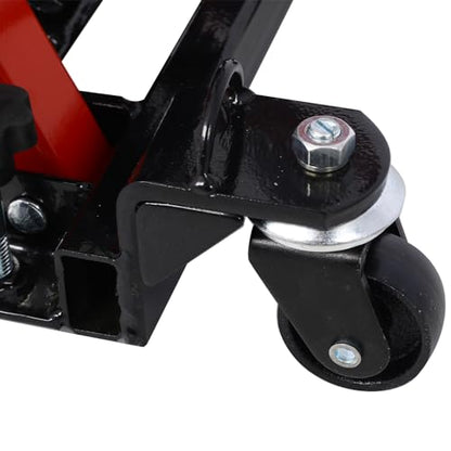 Hydraulic Motorcycle Lift Jack, 1500 LBS Capacity ATV Scissor Lift Jack, Portable Motorcycle Lift Table with 4 Wheels, Hydraulic Foot-Operated Hoist Stand for Motorcycle ATV UTV Powersports