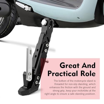 1 PC Motorcycle Kickstand, Height Adjustable CNC Alloy Side Stand with Non-slip Foot, Replacement Tripod Holder, Universal for Scooter Dirt Pit Bike (Black) - color: Black