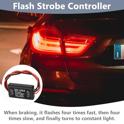 ecocstm 2 PCS GS-100A Brake Light Flasher Strobe, 12V-24V Brake Light Tail Stop Light Flash Strobe, LED Flash Module Flash Strobe Controller for Motorcycles Cars Trucks Brake Light Tail Stop Light