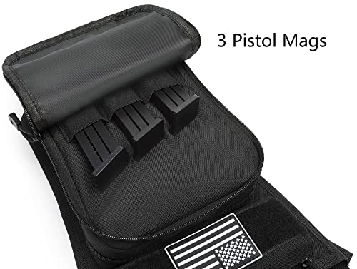 Motorcycle Tactical Drop Leg Thigh Bag with Holster Handgun Firearm Pistol Bag for Men Hunting Shooting Range Additional 3 Magazine Storage Slots - color: Black 2 Packs