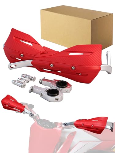 JFG RACING Motorcycle Hand Guards,Universal 7/8" 22mm and 1 1/8" 28mm Handle Bar Dirtbike Handguards for CRF CR XR 110 150 250 300 Dirt Bike Pit Bike Motocross Supermoto ATV Scooter Ebike-Red - color: red