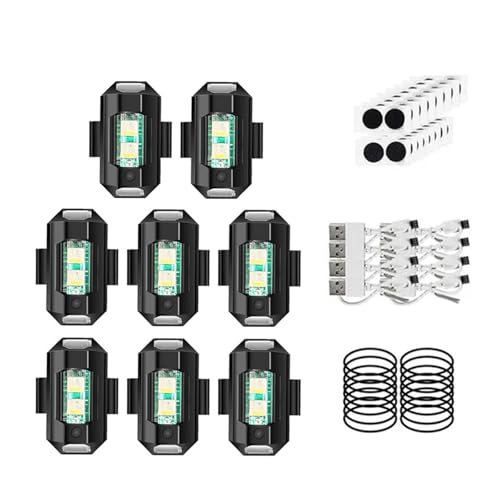 Strobe Light Universal LED Motorcycle Warning 7 Colors Anti-Collision Tail Lamp Bike Car Flashing Signal(7color-8Pcs) - color: 7color-8Pcs