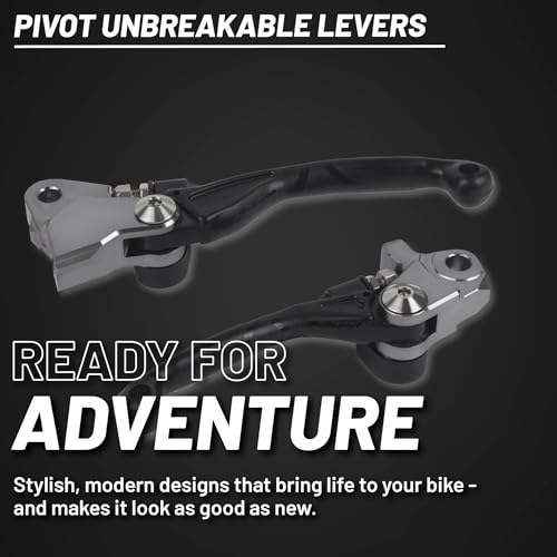 Polisport Pivot Unbreakable Levers Kit Fits Kawasaki KX250/KX450/KX250X/KX450X/KX450SR (2019–2023) Motocross (MX/Enduro) Brake/Clutch Levers, Durable Composite, OEM Shape Easy Install Black