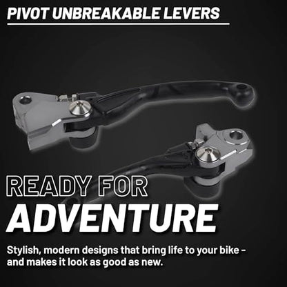 Polisport Pivot Unbreakable Levers Kit Fits Kawasaki KX250/KX450/KX250X/KX450X/KX450SR (2019–2023) Motocross (MX/Enduro) Brake/Clutch Levers, Durable Composite, OEM Shape Easy Install Black