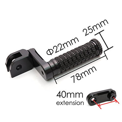 MC MOTOPARTS POLE Black CNC 40mm Extension Riser Front Foot Pegs Compatible with YZF R3 2015-2017 - color: Black, size: 40 mm Extension