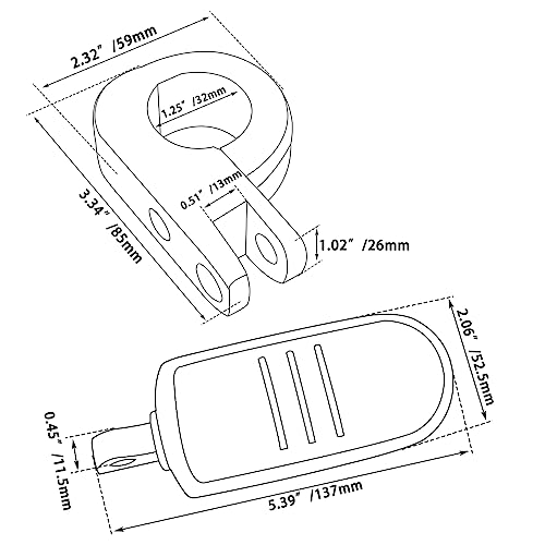 FOVPLUE 1.25" Highway Footpegs, Adjustable Footrest w/Mounting P-Clamps for Harley Touring Softail Dyna Sportster Honda Kawasaki Suzuki Yamaha Indian Victory with 1-1/4" Engine Guard/Tubing, Chrome#1 - color: Chrome