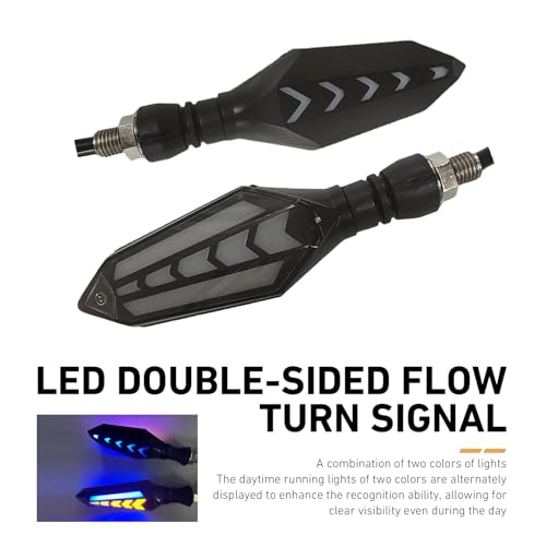 4 PCS Motorcycle Turn Signal Lights, Arrow-shaped Dual-sided Blinker with Sequential Flow, 12V LED Anti-vibration High Brightness Indicator, Modified Accessory for Motorcycle (Blue & Yellow)