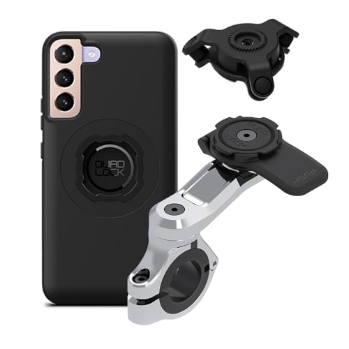Quad Lock Motorcycle Handlebar Phone Mount PRO Chrome with Vibration Dampener and MAG Phone Case for Galaxy S22+ - size: Galaxy S22+