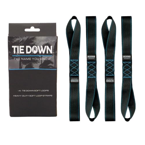 Tie Down 1.5 inch x 17 inch Black Heavy Duty Soft Loop Straps, 4-Pack Kit - 10427 lbs. Breaking Load Limit - color: Black