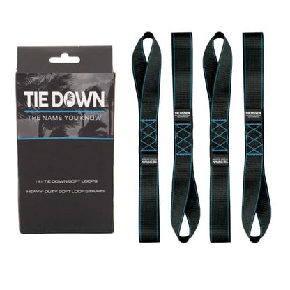 Tie Down 1.5 inch x 17 inch Black Heavy Duty Soft Loop Straps, 4-Pack Kit - 10427 lbs. Breaking Load Limit - color: Black
