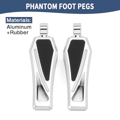 Motorcycle Foot Pegs Phantom Pegs Male Mount Footrest for Harley Dyna Fat Bob Low Rider Touring Road Glide Road King Street Glide Electra Glide Sportster XL 883 Softail Breakout Universal (Chrome) - color: Chrome