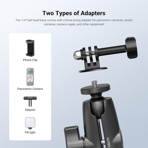 NEEWER Motorcycle Bicycle Handlebar Clamp Holder Magnetic Car Mount Accessories Kit Compatible with Insta360 X5 X4 X3 GoPro DJI AKASO Action Cameras, 360° Ball Heads for POV Video Recording, CA175 - style: CA175