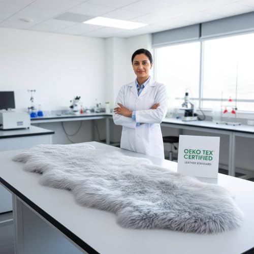Super Area Rugs Premium Silver Gray Sheepskin Rug Genuine Double 2x6ft Pelt Fluffy Fur Rug for Bedrooms - color: Silver Gray, size: 2' x 6' (Natural)