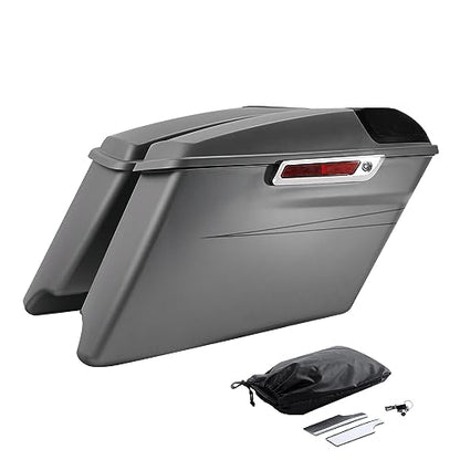HR3 Charcoal Denim 4" Stretched Hard Saddlebags w/Speaker Lids Compatible with 2017 Street Glide Special FLHXS (Replace for OEM) - color: Charcoal Denim
