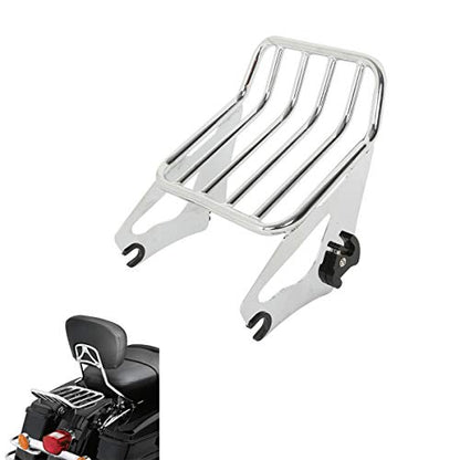 XFMT Motorcycle Detachable Two-Up Luggage Rack for Harley Touring Road King Street Glide Road Glide Electra Glide 2009-Later (Chrome) - color: Curves Luggage Rack-Chrome