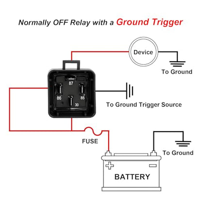 Waterproof Relay Kit, 12V 40A, 4 Pin SPST, Heavy Duty 14 AWG Tinned Copper Wires Automotive Relay and Harness Set for Automotive Car Marine Boat - size: 12V 4Pin
